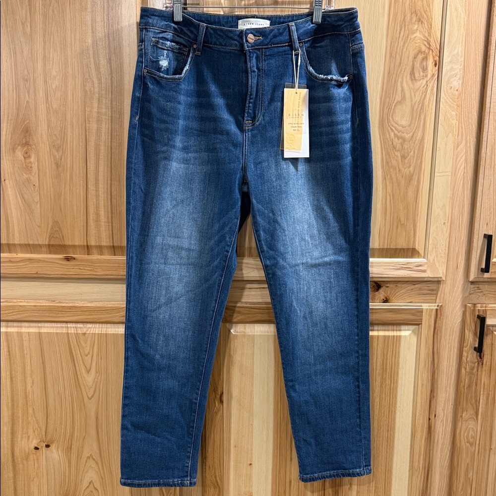 Risen High Rise Blue Denim Classic Timeless Capsule Wardrobe Skinny Jeans Sz 2XL